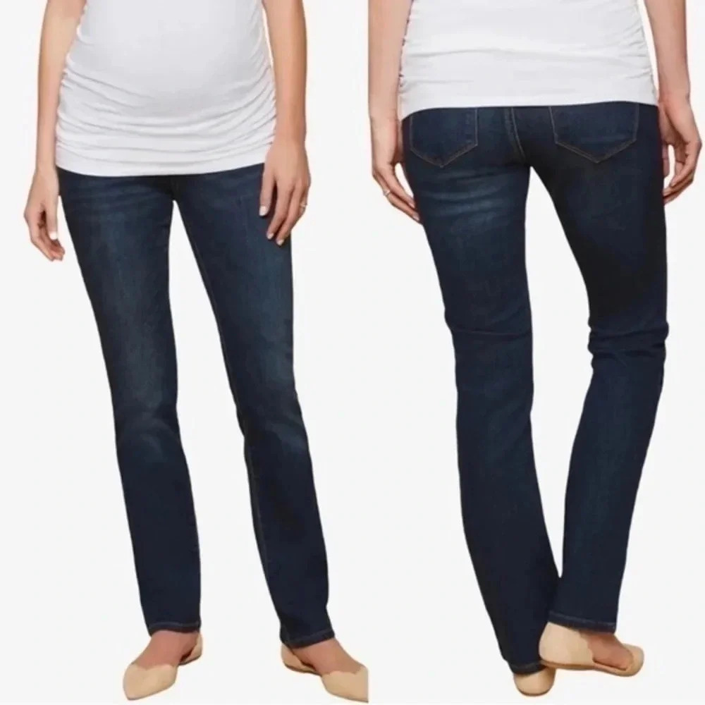 Indigo Blue Secret Fit Belly Stretch Straight Maternity Jeans Dark Wash M/L